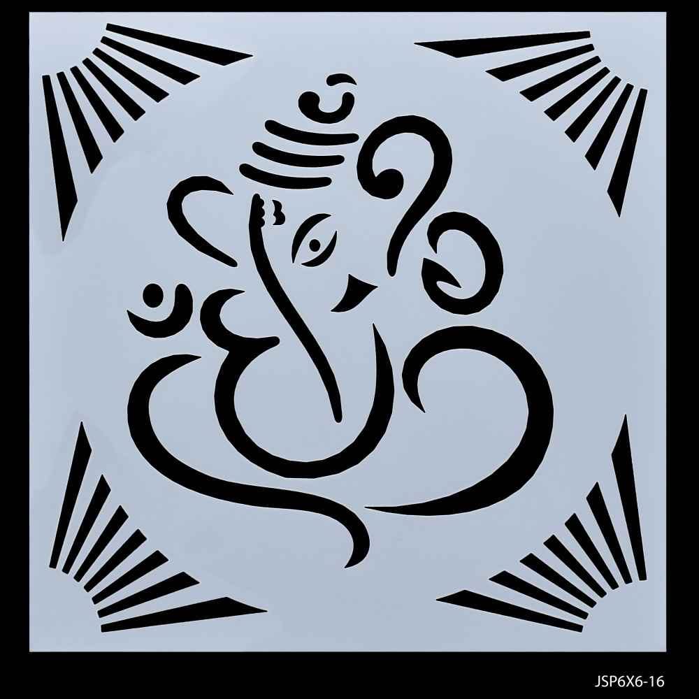 Crafts Ganesh Drawing Stencil Plastic 1 Pcs 6x6 Inch JSP6X6-16