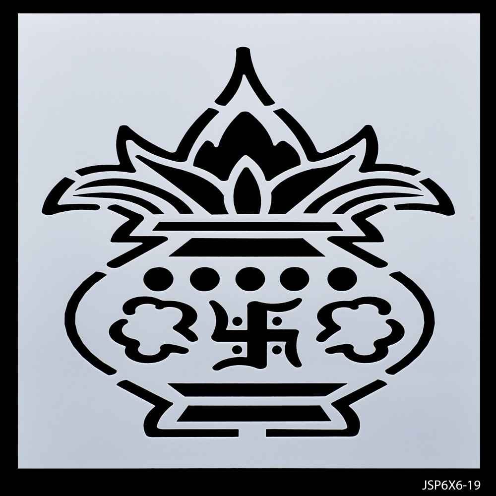 Crafts Pooja Kalash Drawing Stencil Plastic 1 Pcs 6x6 Inch JSP6X6-19