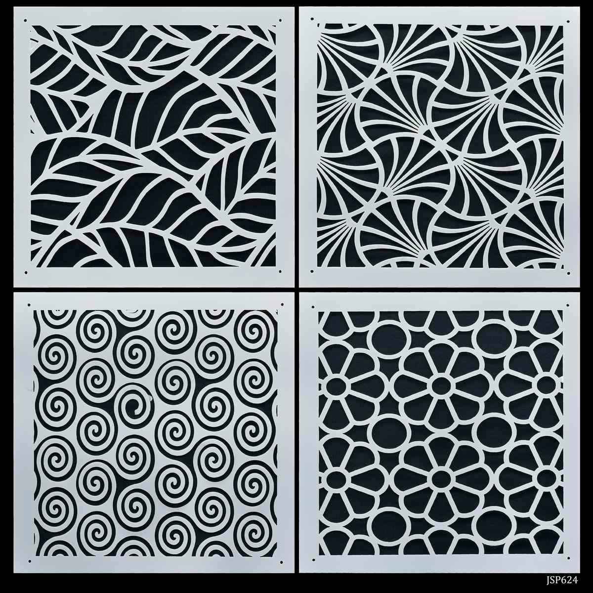 Crafts Abstract Drawing Stencil Plastic 4 Pcs Set 6x6 Inch JSP624