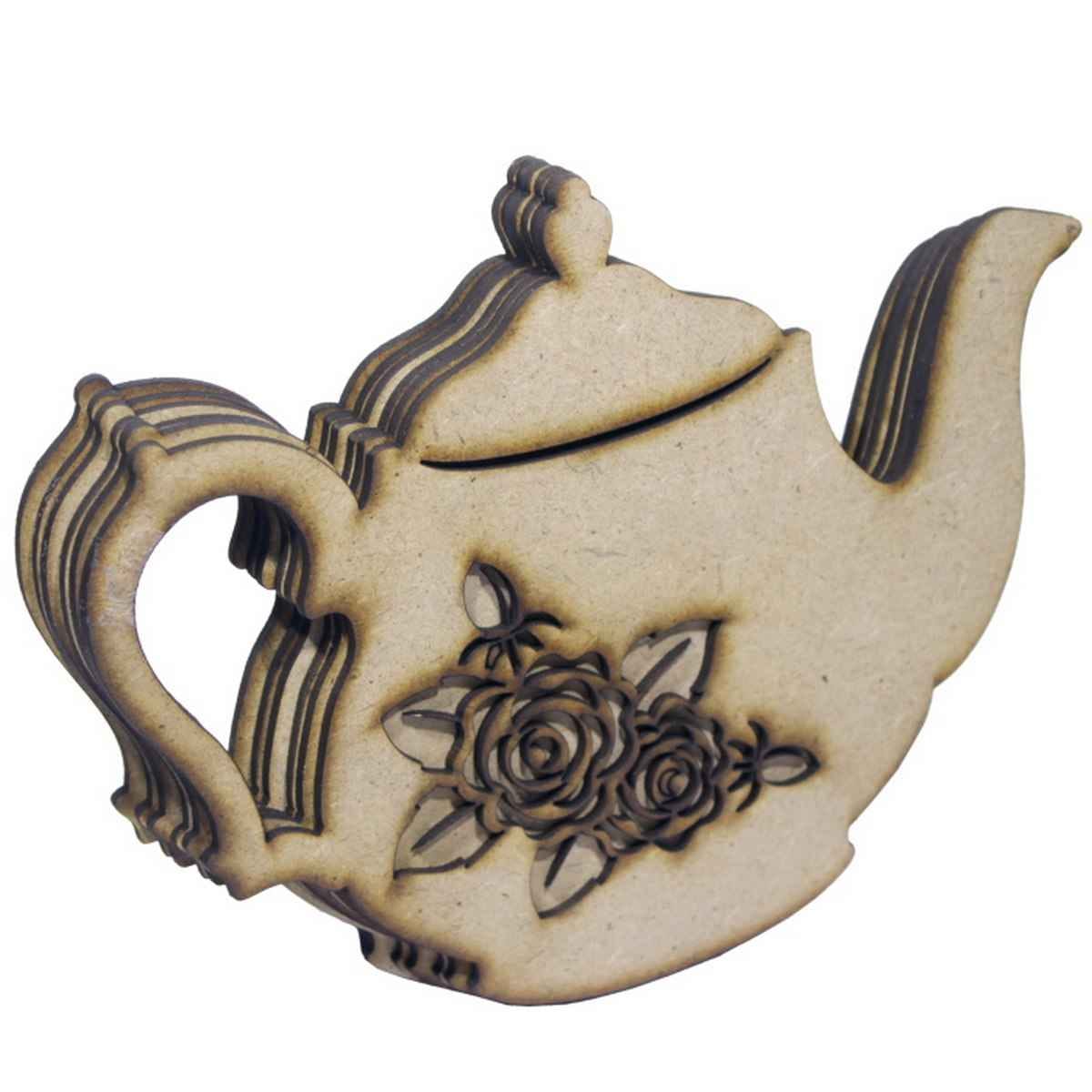 MDF Wooden Albums Tea Pot, Pack Contain 6 MDF Wood Cut-outs MATP00