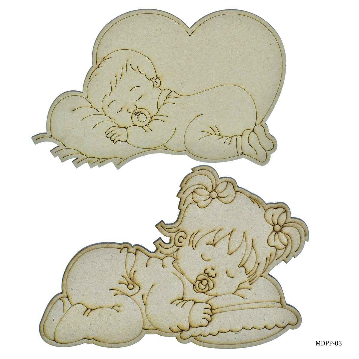 MDF DIY Painting Palette Kit Sleeping Baby Girl & Boy MDPP-03
