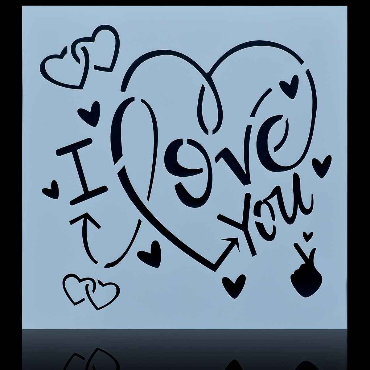 Crafts I Love You Drawing Stencil Plastic 1 Piece 8x8 Inch JSP8X8-3