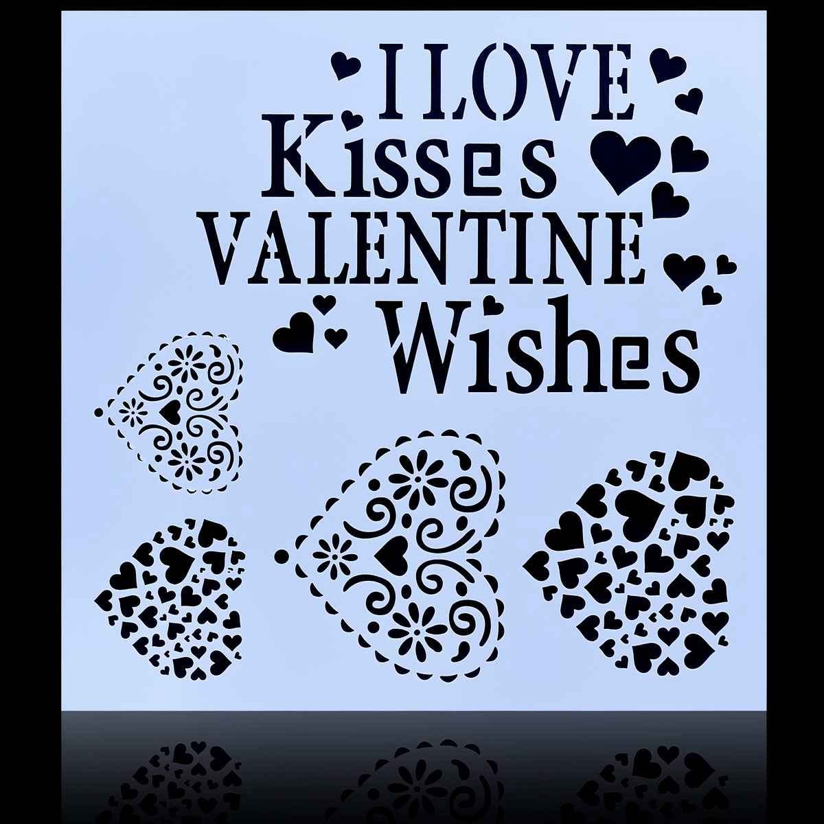 Crafts Valentine Wishes Drawing Stencil Plastic 1 Piece 8x8 Inch JSP8X8-4
