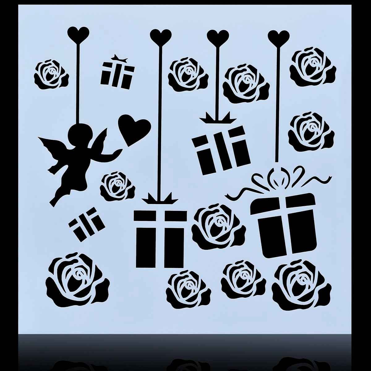 Crafts Gifts & Rose Drawing Stencil Plastic 1 Piece 8x8 Inch JSP8X8-7