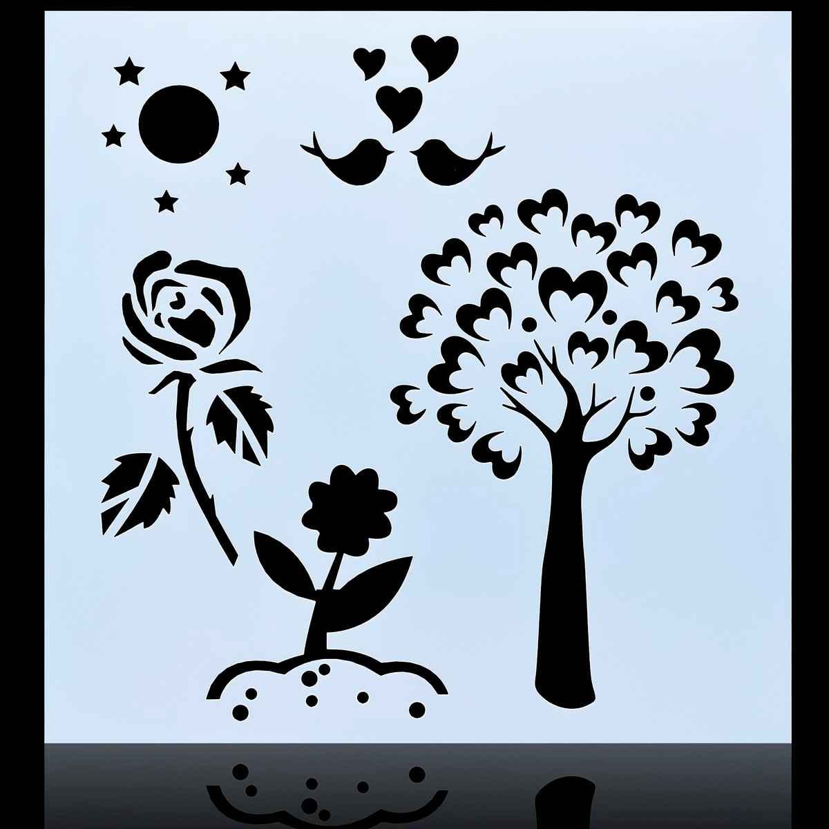 Crafts Love Night Drawing Stencil Plastic 1 Piece 8x8 Inch JSP8X8-8