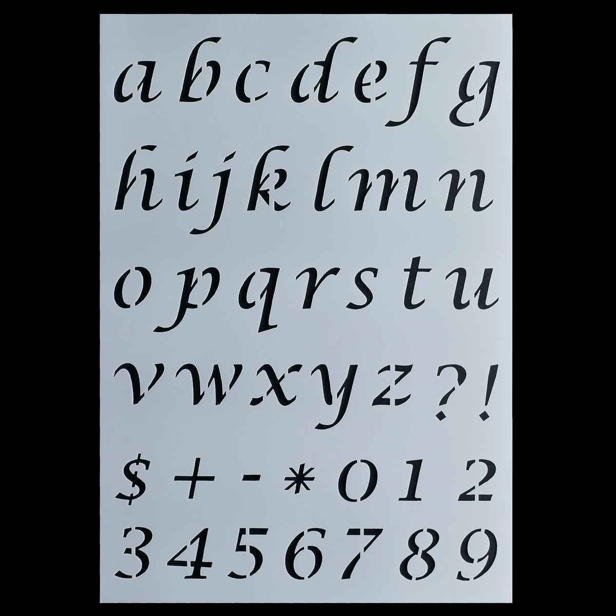 Crafts Lowercase A to Z & 0-9 +Symbols Drawing A4 Stencil Plastic 1 Piece JSPA423