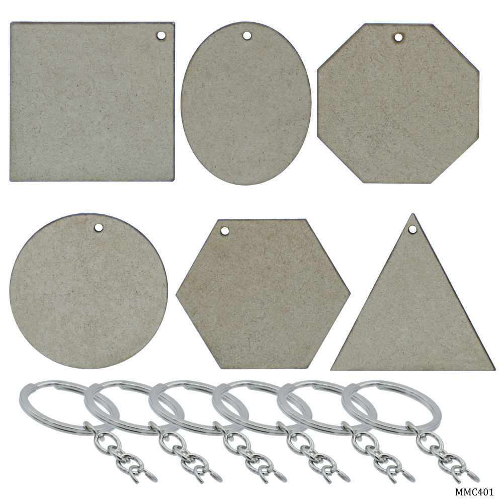 MDF Mandala Cutout 4MM Keychain Set Of 6 Pics 2.5Inch MMC401