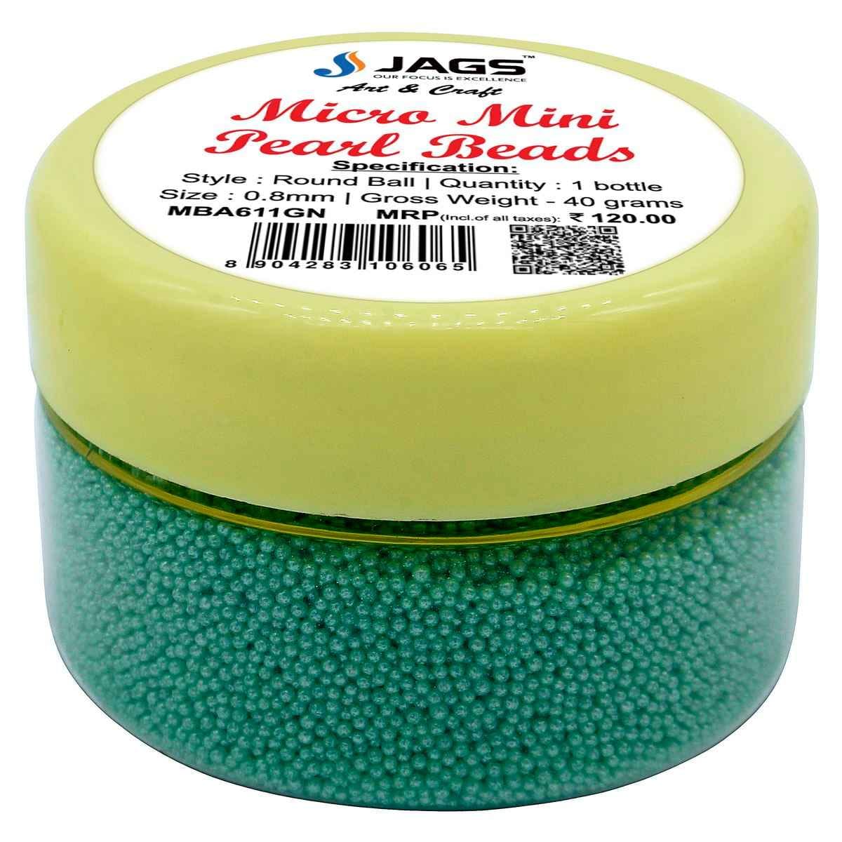 Micro Mini Pearl Beads Pack of 45 gms Net Green MBA611GN