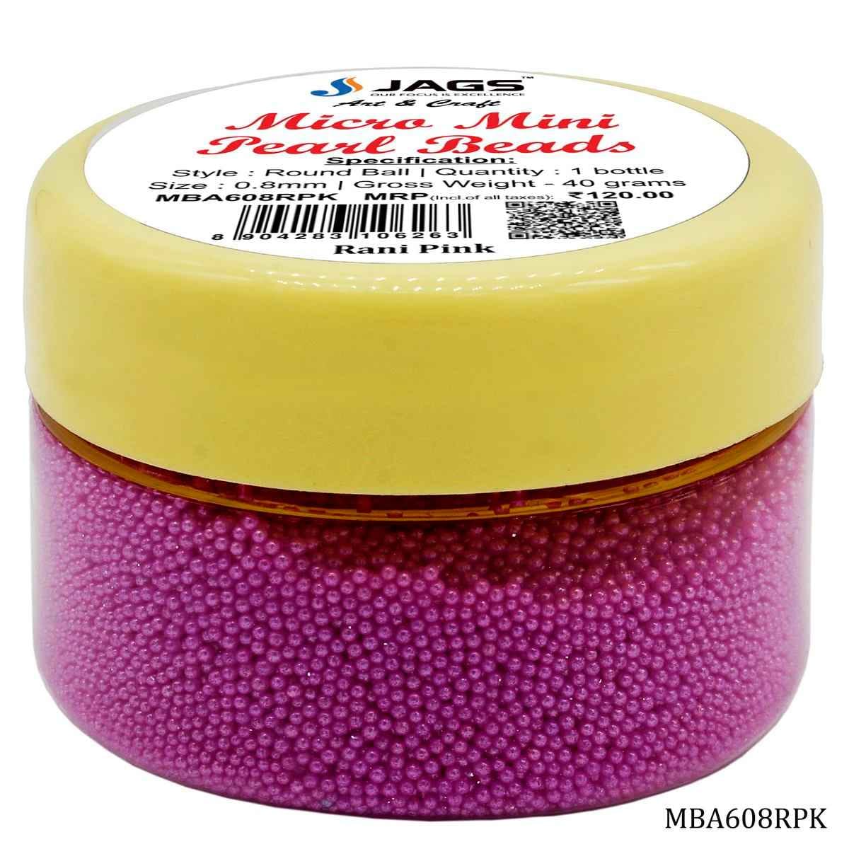 Micro Mini Pearl Beads Pack of 45 gms Net Rani Pink MBA608RPK