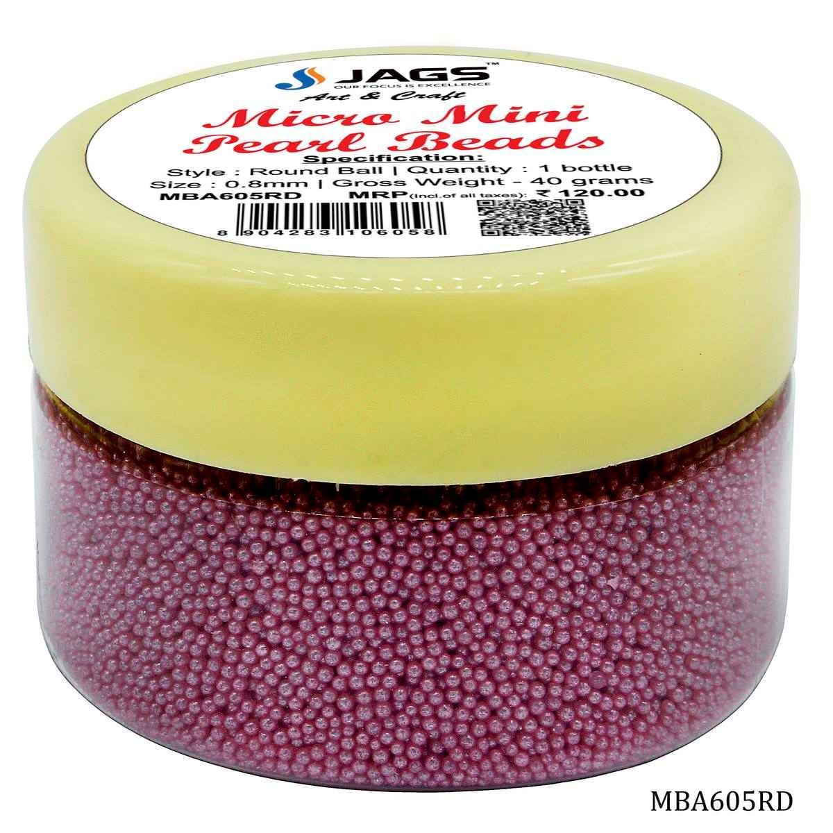 Micro Mini Pearl Beads Pack of 45 gms Net Red Pich MBA605RD