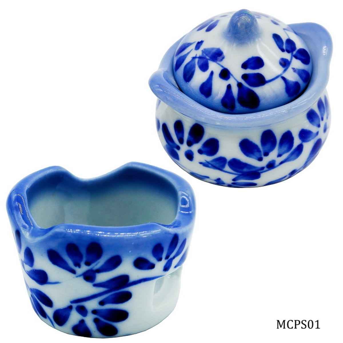 Miniature Ceramic Pot & Top 2 Pcs Set, Size: 3x3x3 Cm MCPS01