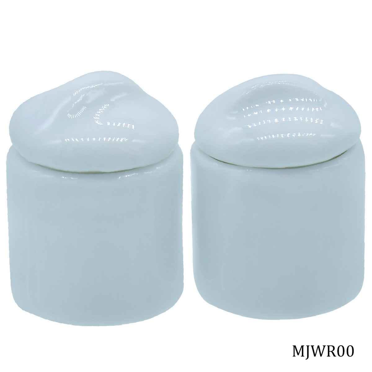 Miniature Ceramics Jar White Round 2 Pcs Set ,Size 1.5x0.5x0.5 Cm MJWR00