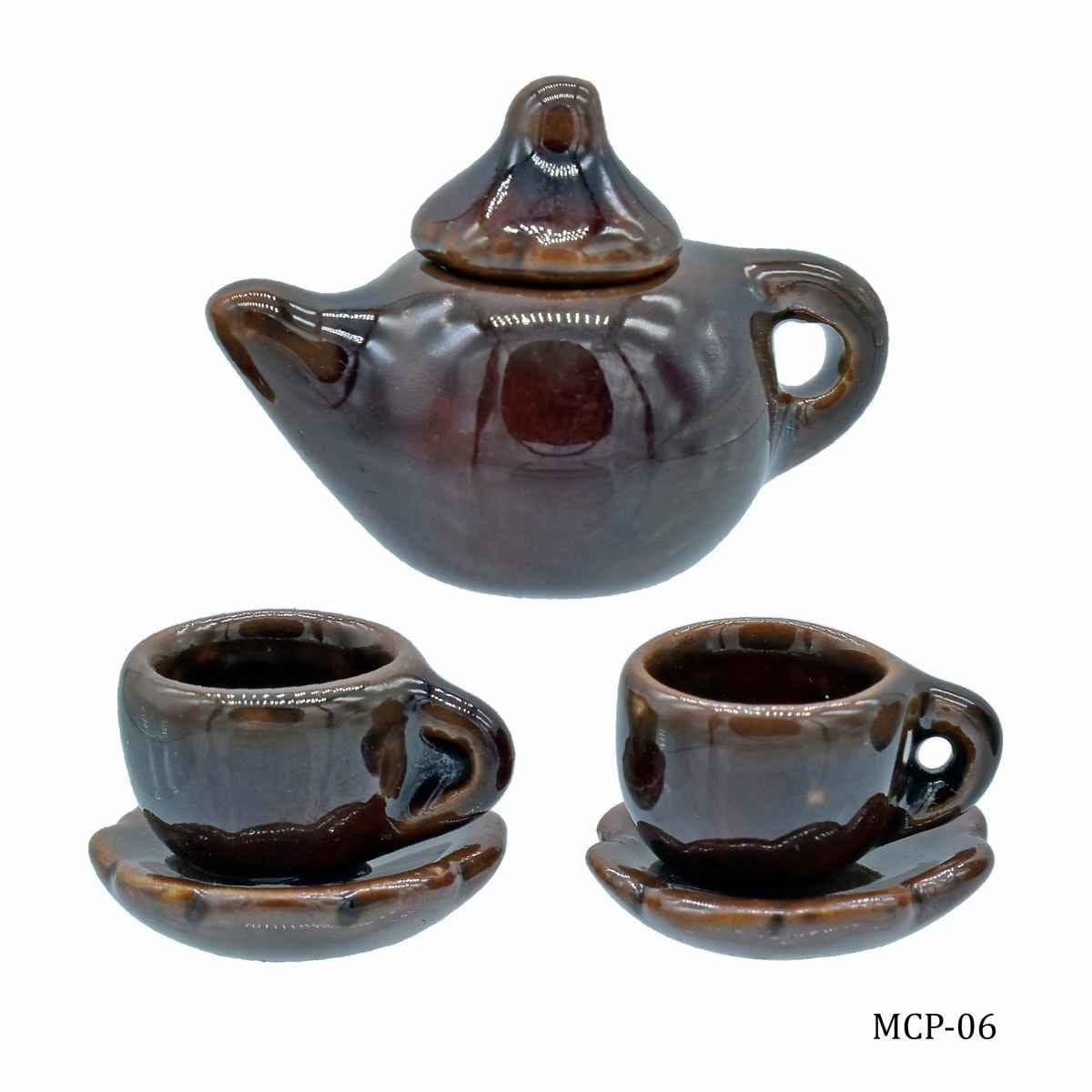 Miniature Ceramics Tea Pot, Set of 3, Size 1x1x0.5 cm Colour Full MCP-06