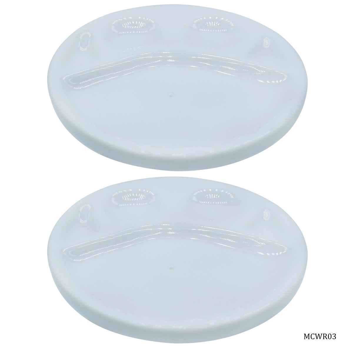 Miniature Ceramics White Round 2 Pcs Set 4in1, Size: 4x4x0.5 Cm MCWR03