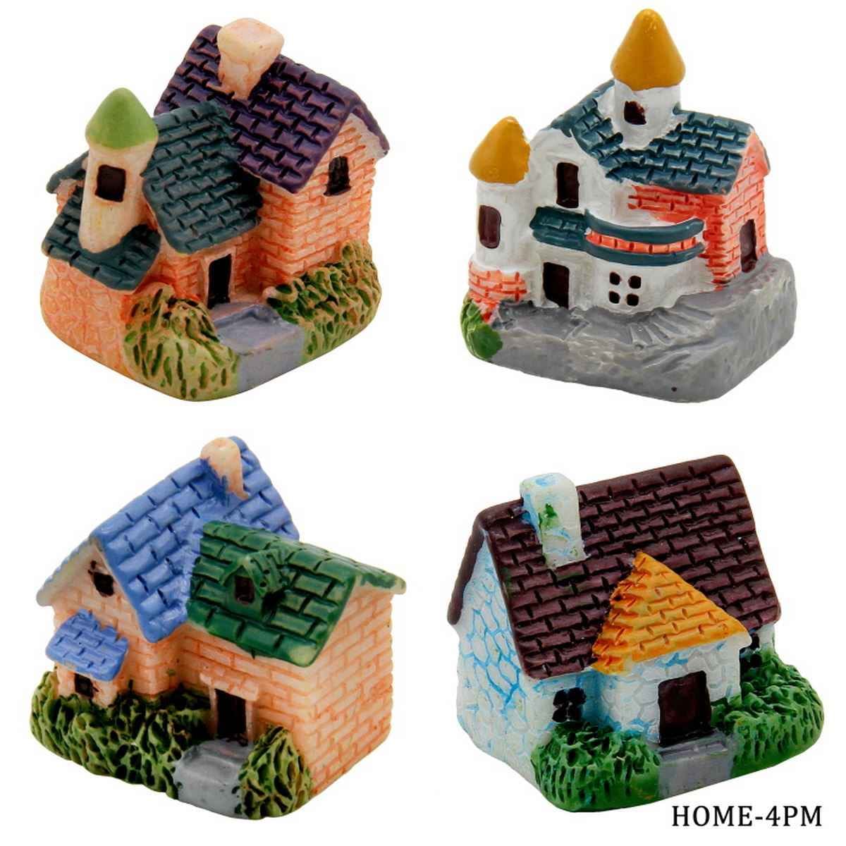 Miniature Home Pack of 4 Miniature House model Size: 3x2.5x2.5 Cm (C0515) HOME-4PM