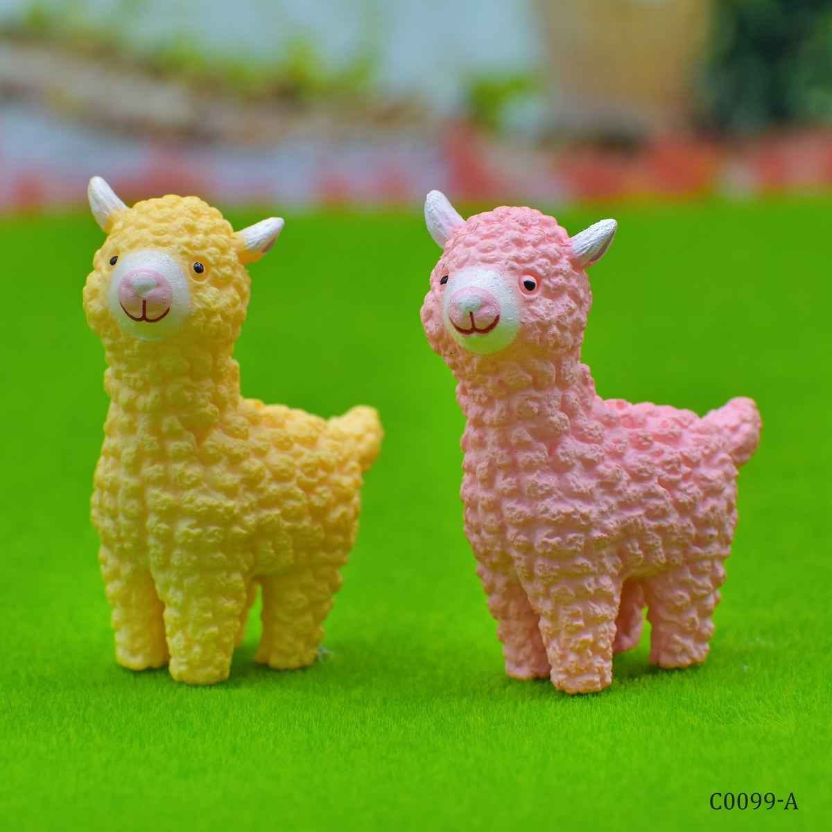 Miniature Model Alpaca Pink Yellow Set of 2 Pcs (C0099-1/2) C0099-A