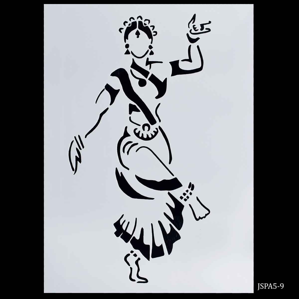 Crafts Bharatnatyam Drawing A5 Stencil Plastic 1 Piece JSPA5-9