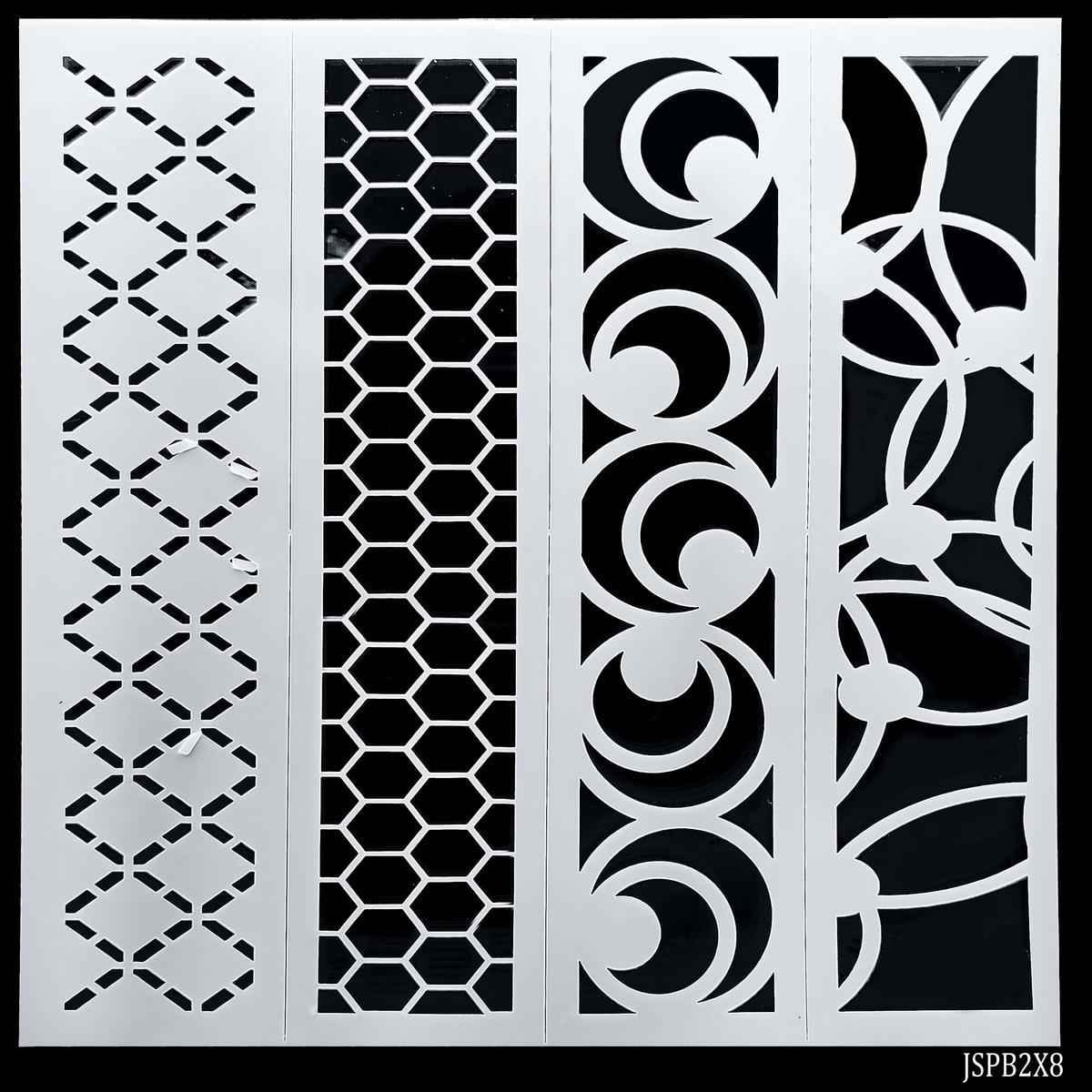 Crafts Drawing Border Stencil 4in1 2x8 Inch Plastic 1 Piece JSPB2X8
