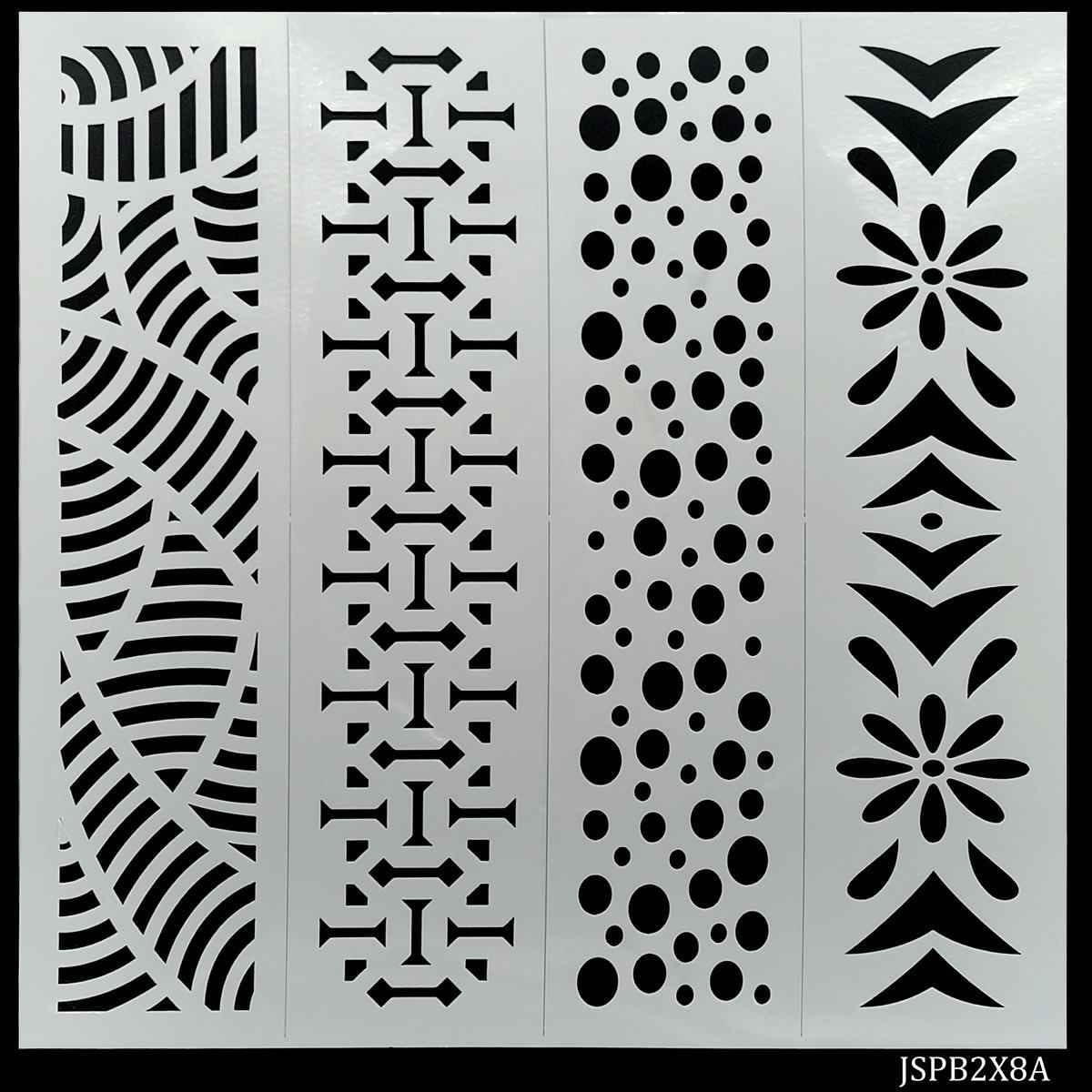 Crafts Drawing Border Stencil 4in1 2x8 Inch Plastic 1 Piece JSPB2X8A