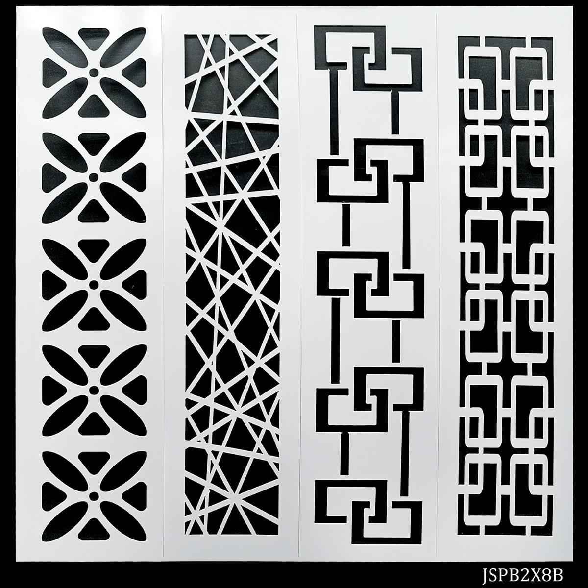 Crafts Drawing Border Stencil 4in1 2x8 Inch Plastic 1 Piece JSPB2X8B