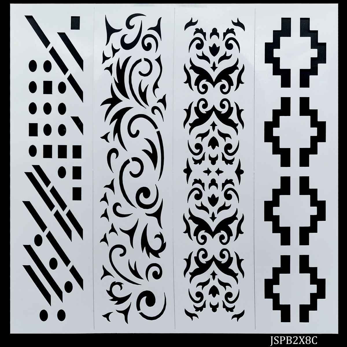 Crafts Drawing Border Stencil 4in1 2x8 Inch Plastic 1 Piece JSPB2X8C