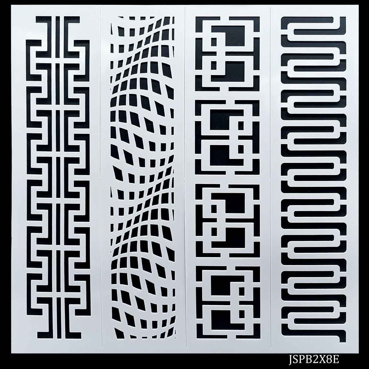 Crafts Drawing Border Stencil 4in1 2x8 Inch Plastic 1 Piece JSPB2X8E
