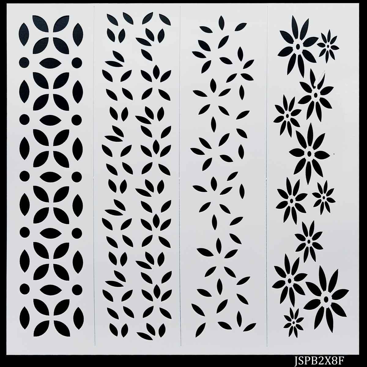 Crafts Leaf's Drawing Border Stencil 4in1 2x8 Inch Plastic 1 Piece JSPB2X8F