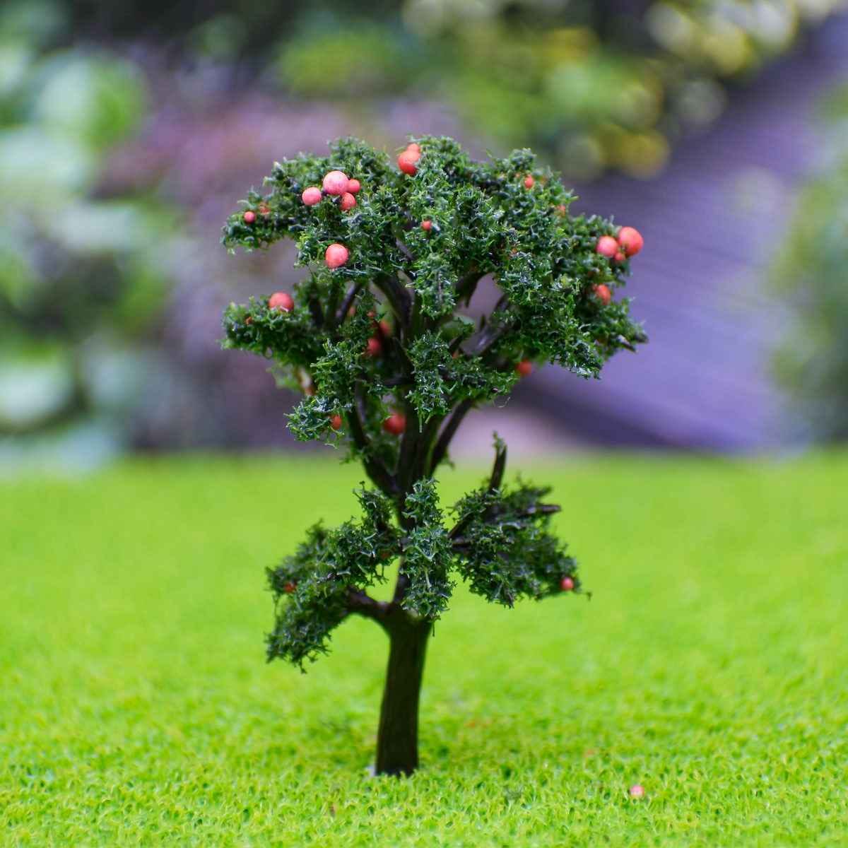 Miniature Artificial Tree Green Colour with Red Berry Size 6 CM Long 1 Pieces Set for Architectural firms, Students and Model Makers 011-80FT