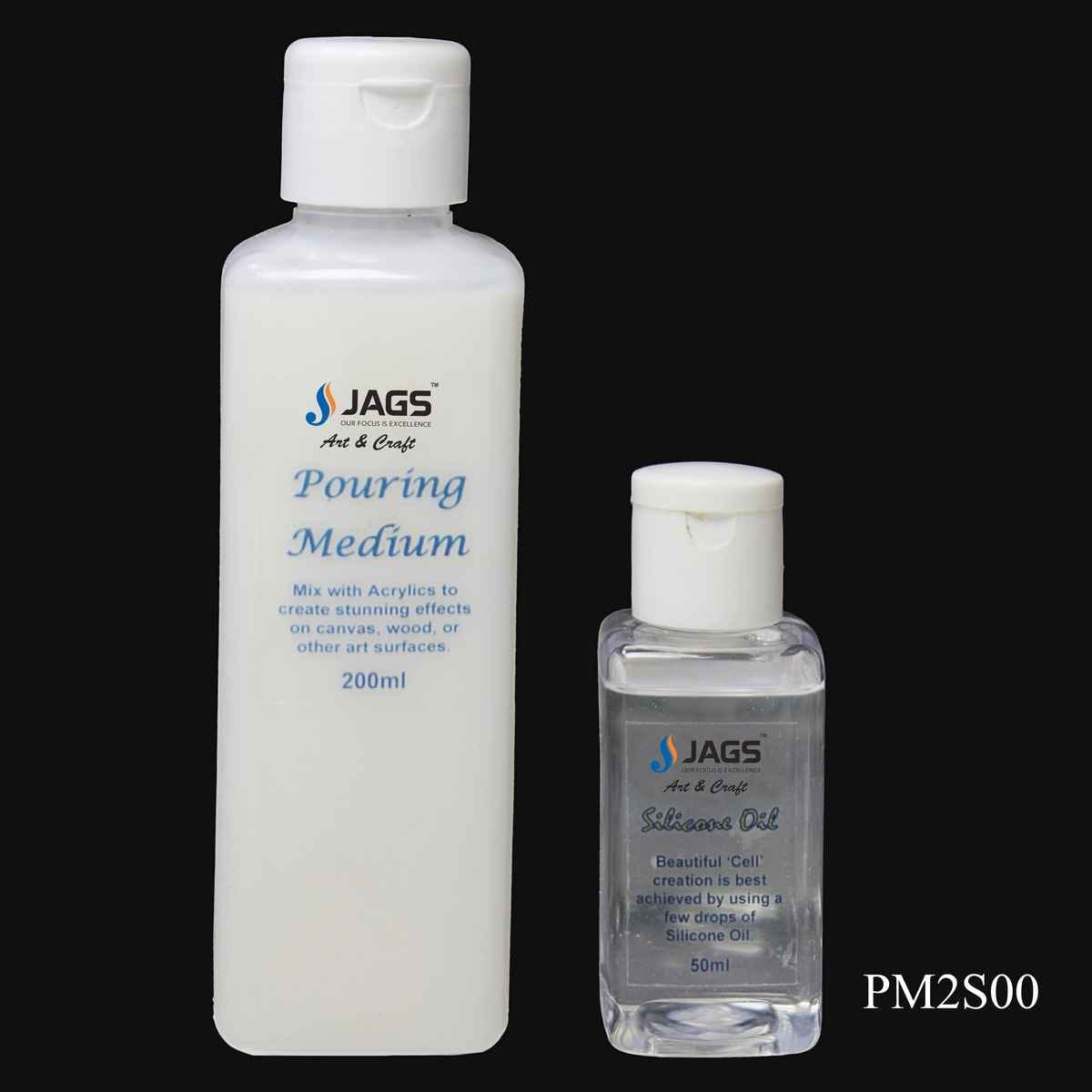 Pouring Medium 200Ml & Silicone Oil 50Ml Fluid High Gloss for Acrylic Painting PM2S00