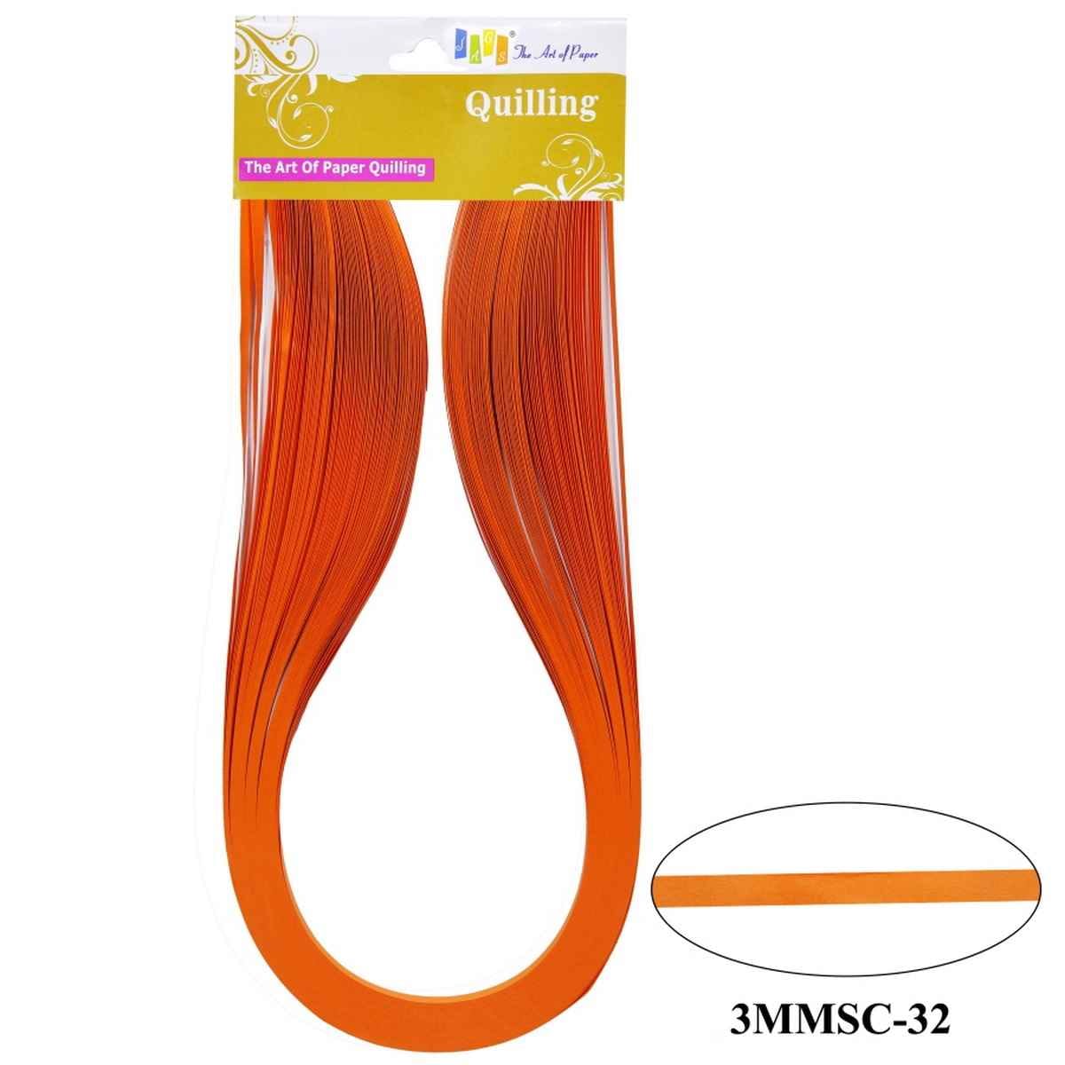 3MM Paper Quilling Strips Fluorescent Orange Colour 100 Strips 3MMSC-32