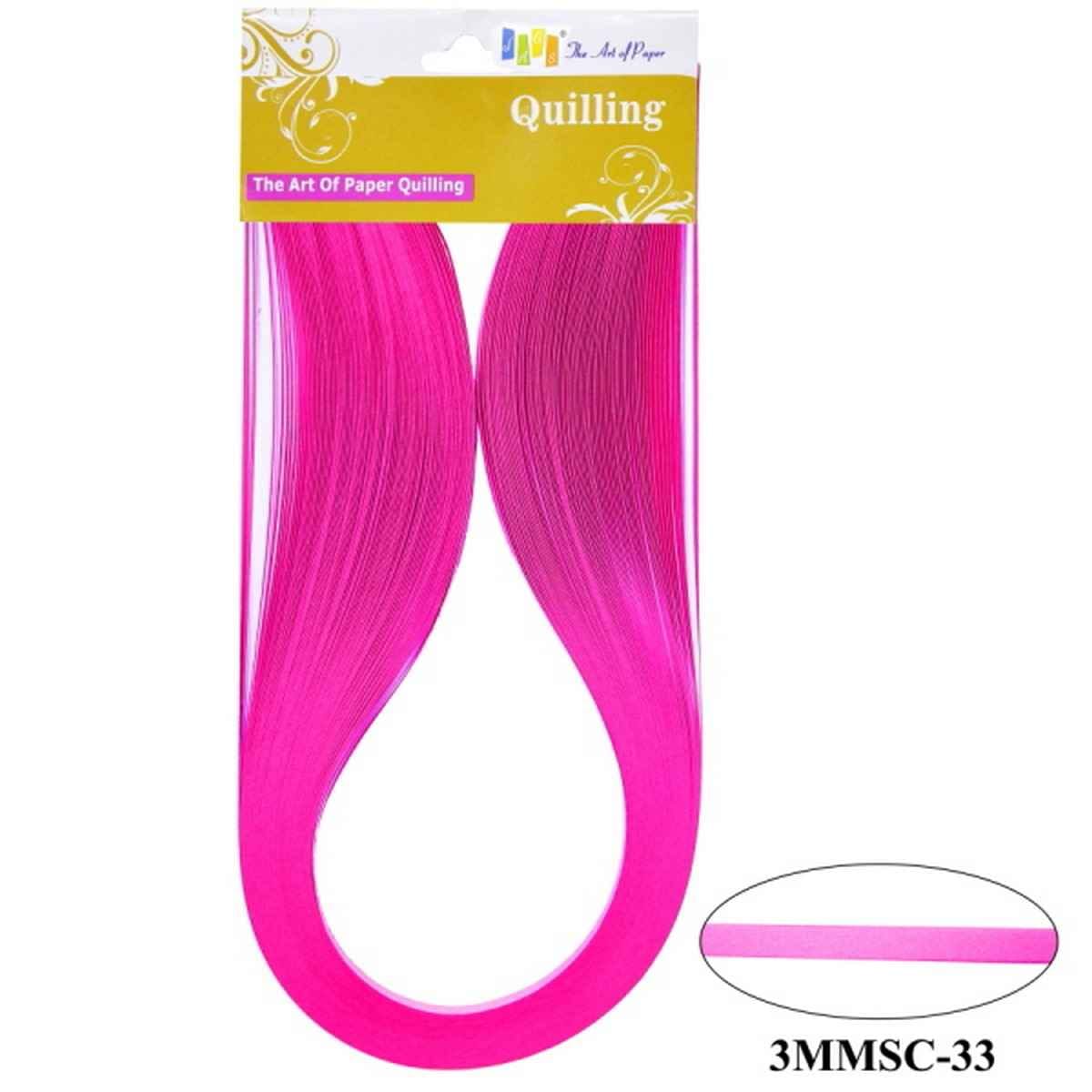 3MM Paper Quilling Strips Fluorescent Pink Colour 100 Strips 3MMSC-33