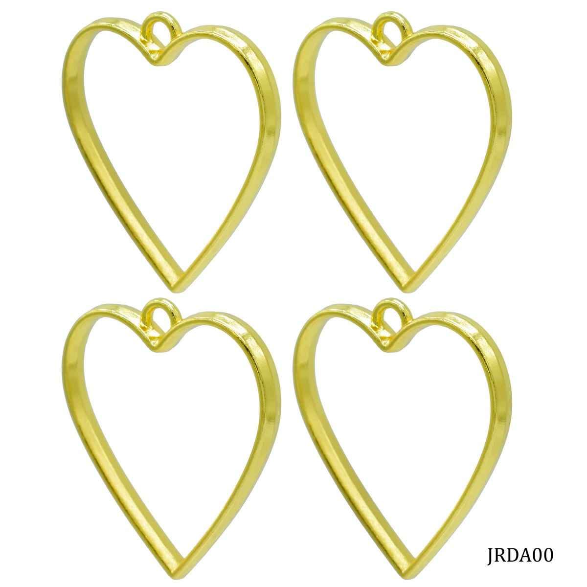 Diy Metal Bezels Pendant For Resin Art Heart Shape Golden Colour 4 Piece Set JRDA00