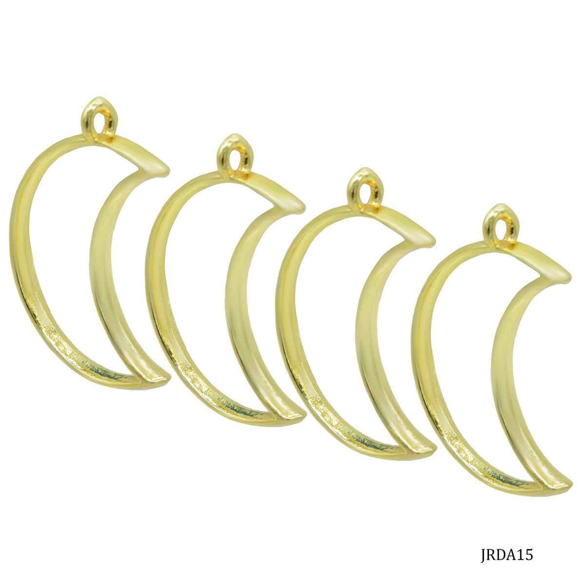 Diy Metal Bezels Pendant For Resin Art Moon Shape Golden Colour 4 Piece Set JRDA15