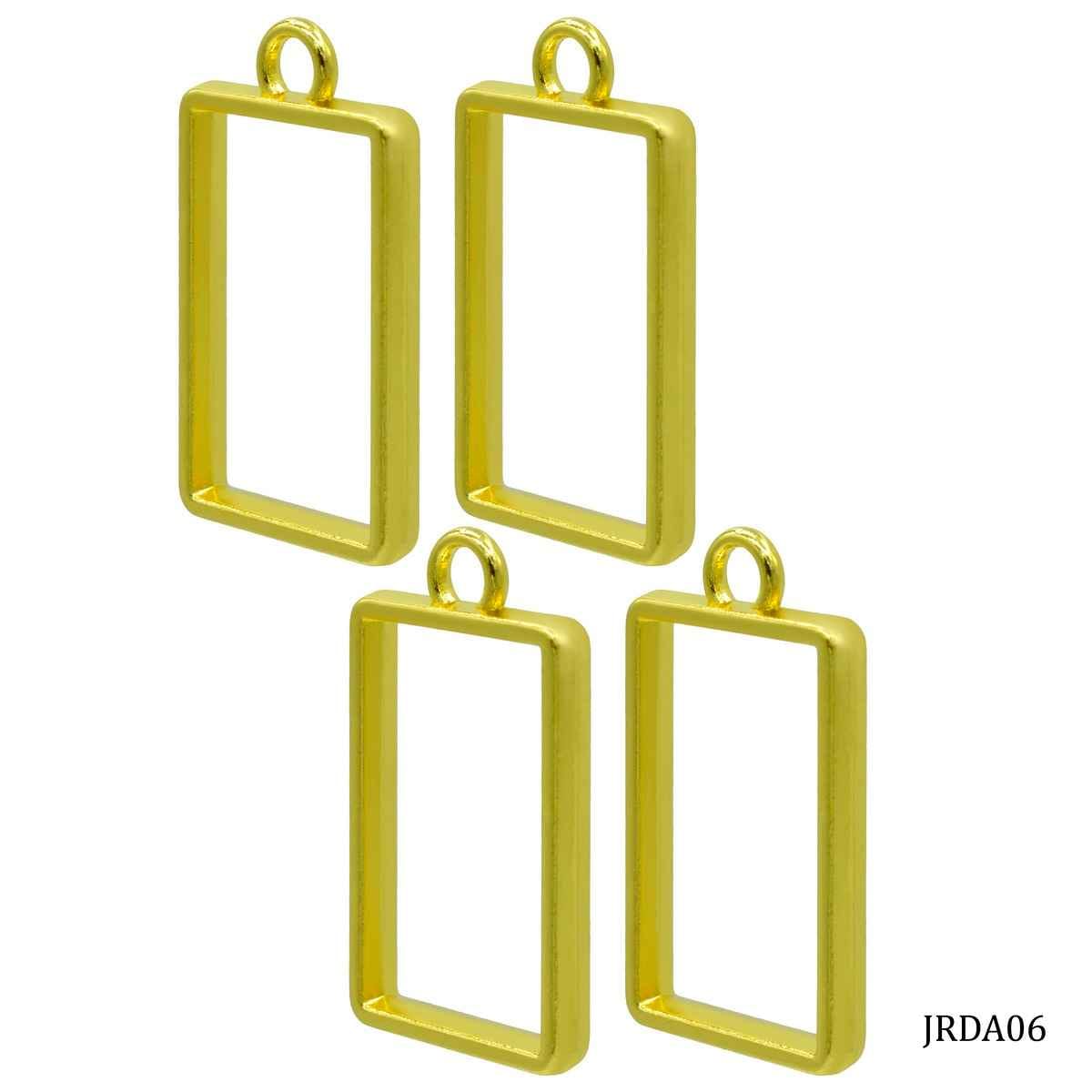 Diy Metal Bezels Pendant For Resin Art Rectangle Shape Golden Colour 4 Piece Set JRDA06