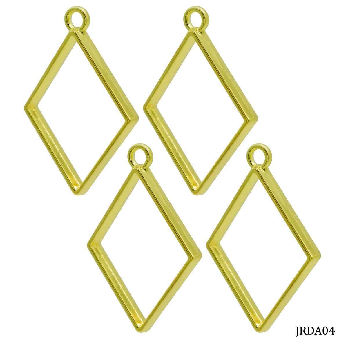 Diy Metal Bezels Pendant For Resin Art Rhombus Shape Golden Colour 4 Piece Set JRDA04