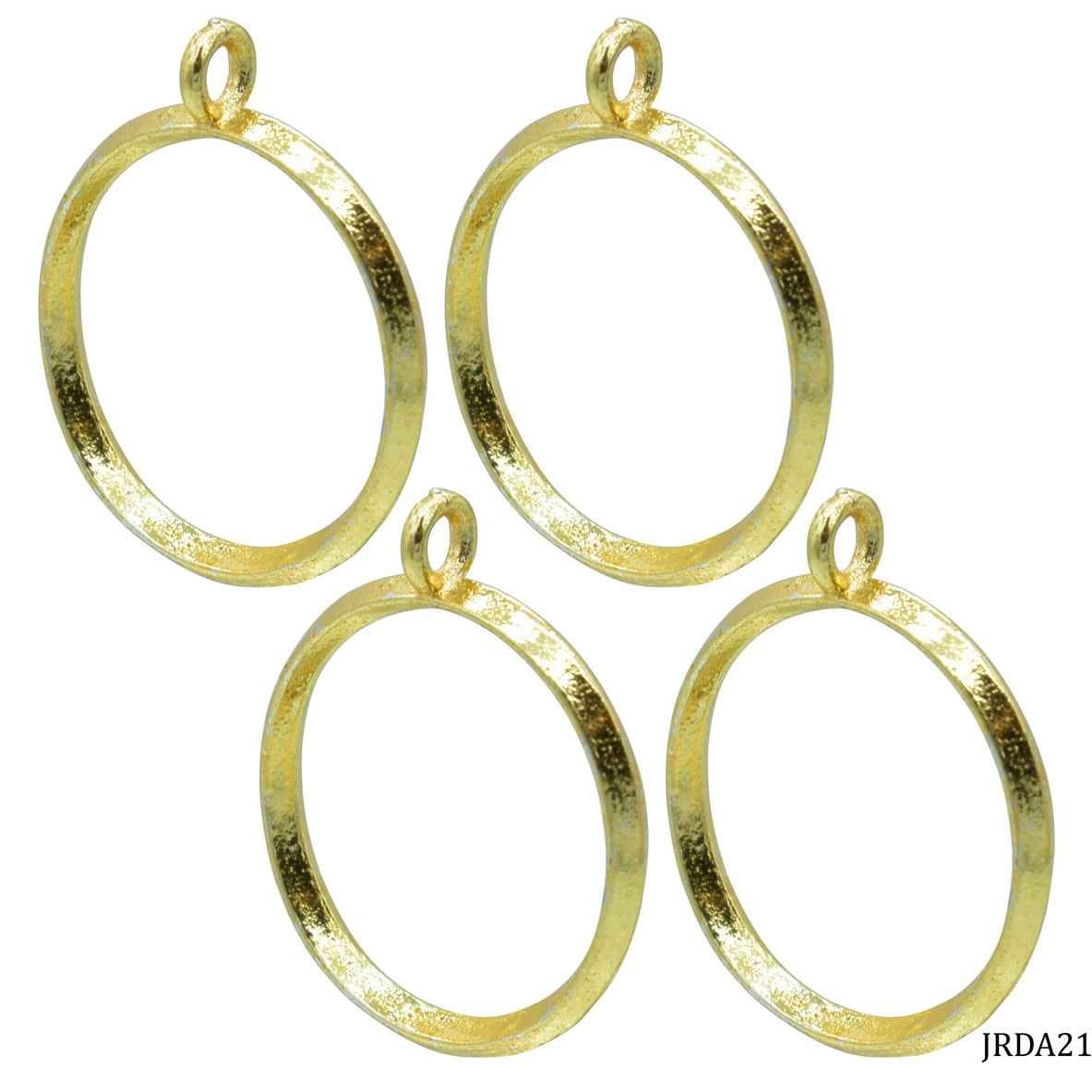 Diy Metal Bezels Pendant For Resin Art Round Shape Golden Colour 4 Piece Set JRDA21