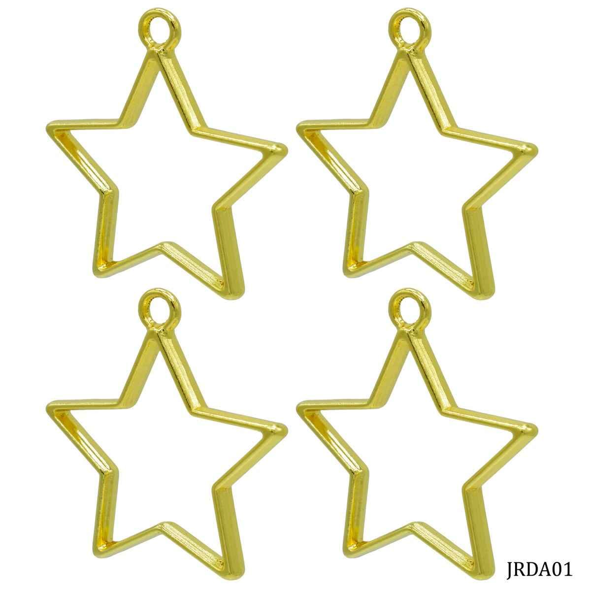 Diy Metal Bezels Pendant For Resin Art Star Shape Golden Colour 4 Piece Set JRDA01