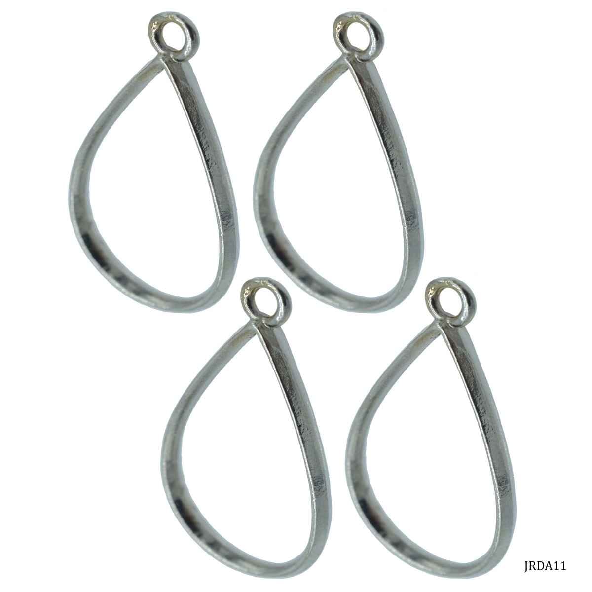 Diy Metal Bezels Pendant For Resin Art Drop Shape Silver Colour 4 Piece Set JRDA11