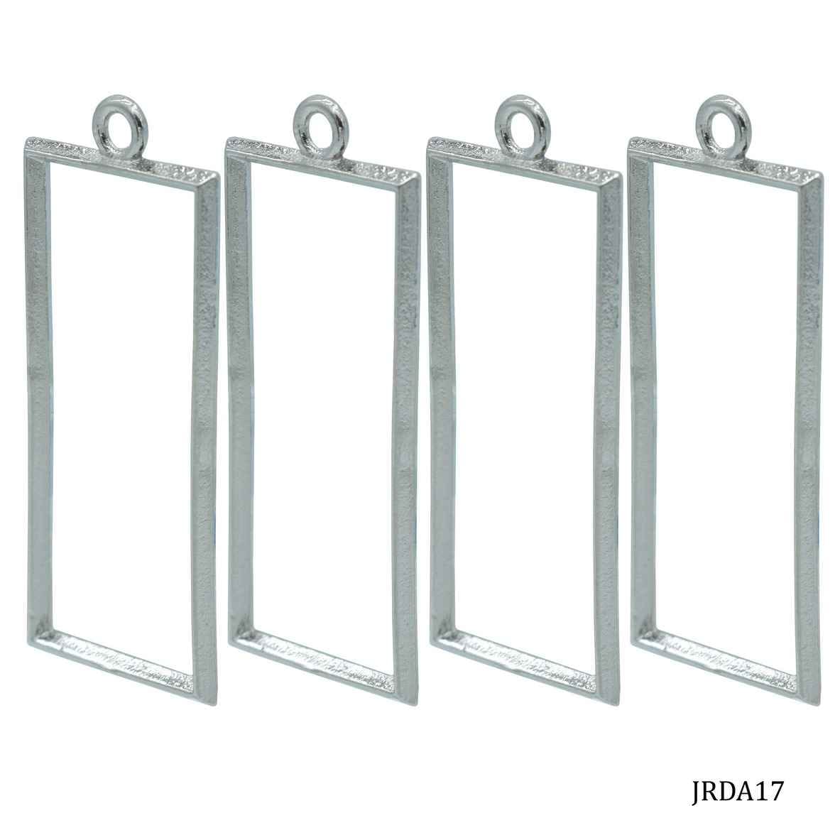 Diy Metal Bezels Pendant For Resin Art Rectangle Shape Silver Colour 4 Piece Set JRDA17