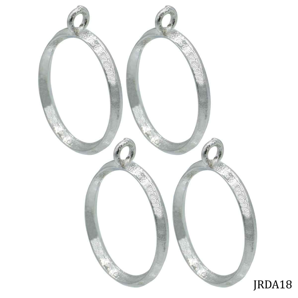 Diy Metal Bezels Pendant For Resin Art Small Round Shape Silver Colour 4 Piece Set JRDA18