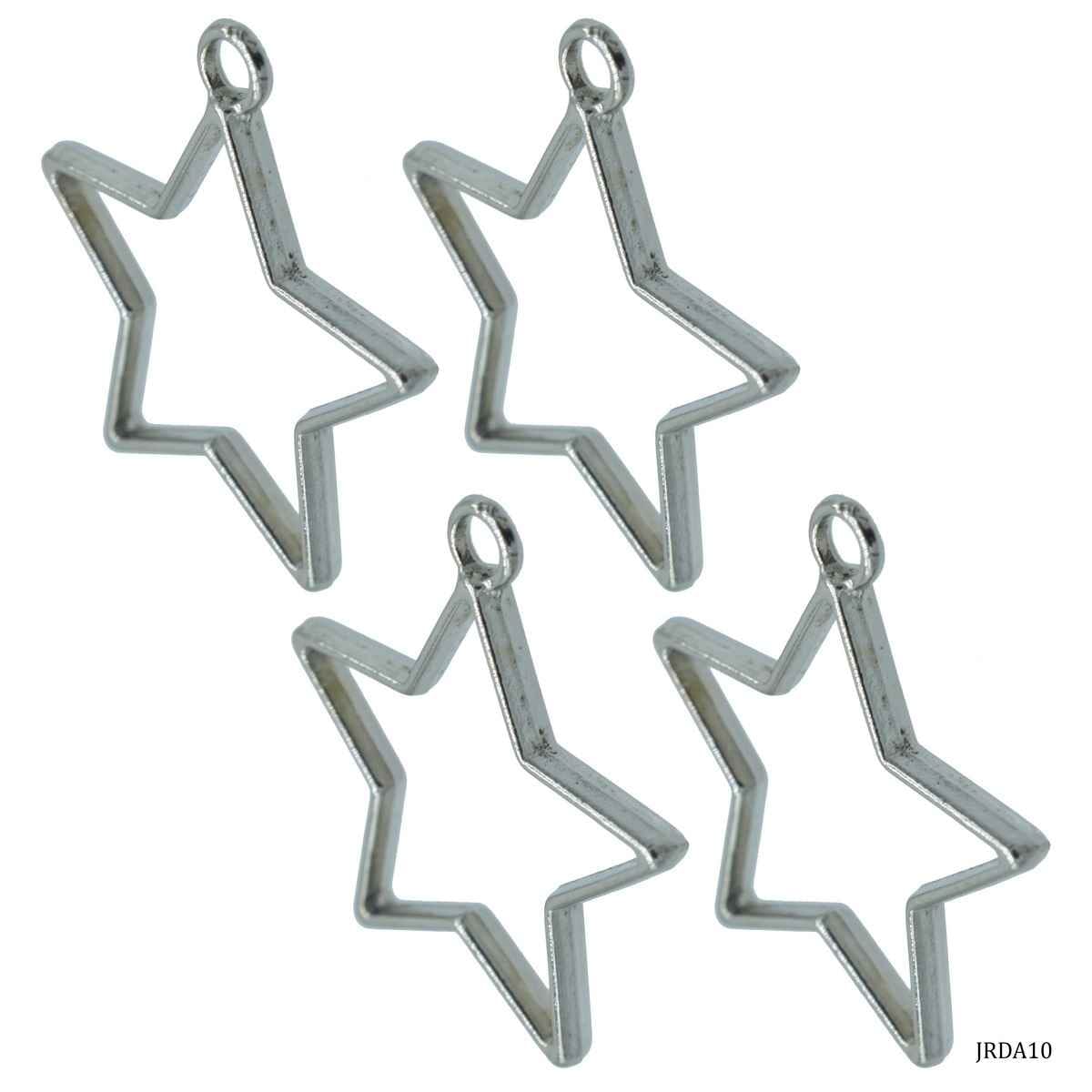 Diy Metal Bezels Pendant For Resin Art Star Shape Silver Colour 4 Piece Set JRDA10