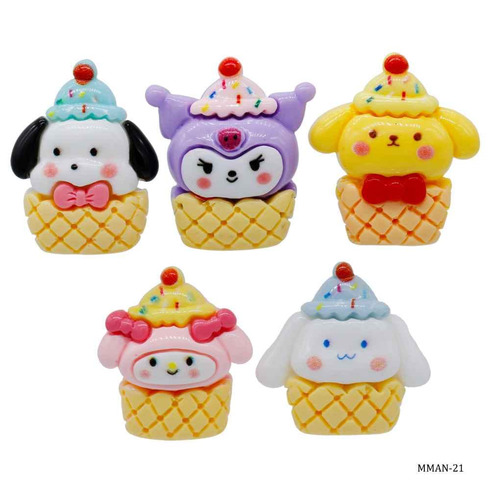 Miniature Model Cup Cake Cartoon Pack of 5 Pcs Mix Colour MMAN-21