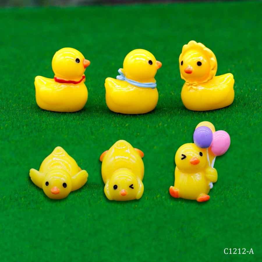 Miniature Model Duck Yellow 6Pcs C1212-1 To 6 C1212-A
