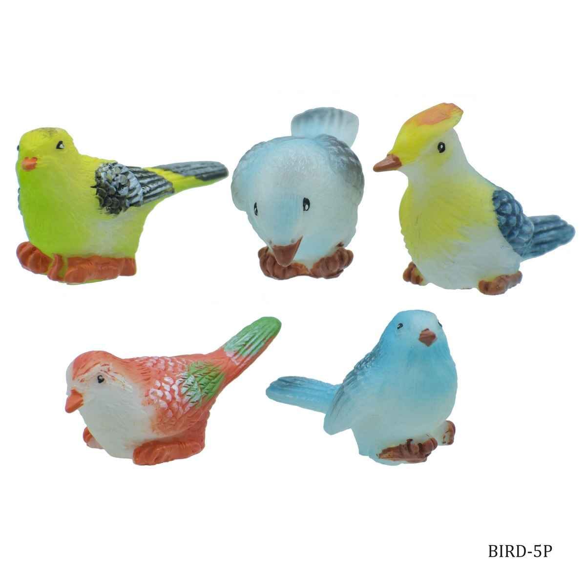 Miniature Model Fancy Bird Set of 5 Pcs, Size 1.5x2x1.5 Cm C0117-12345 BIRD-5P