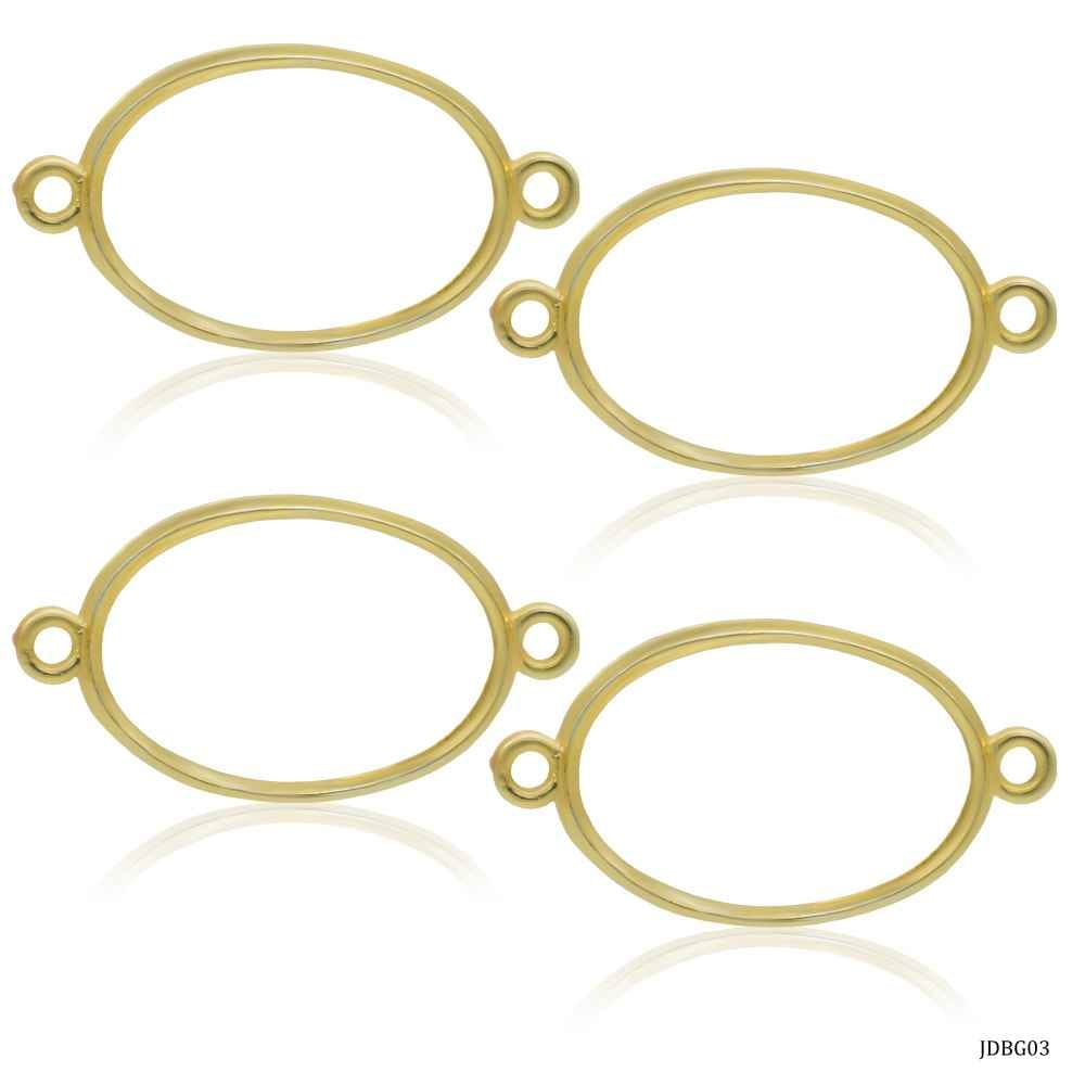 Diy Metal Bezels Pendant For Resin Art Oval Shape Gold Colour 4 Piece Set JDBG03
