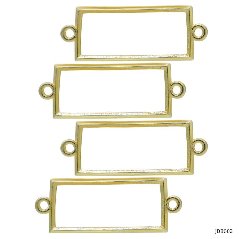 Diy Metal Bezels Pendant For Resin Art Rectangle Shape Gold Colour 4 Piece Set JDBG02