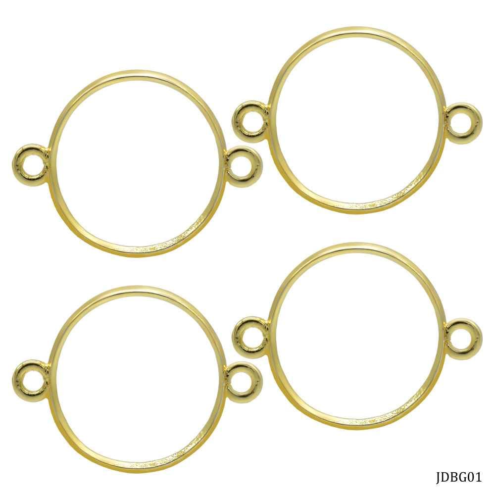 Diy Metal Bezels Pendant For Resin Art Round Shape Gold Colour 4 Piece Set JDBG01