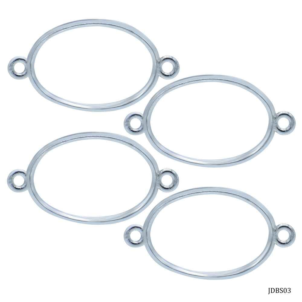 Diy Metal Bezels Pendant For Resin Art Oval Shape Silver Colour 4 Piece Set JDBS03