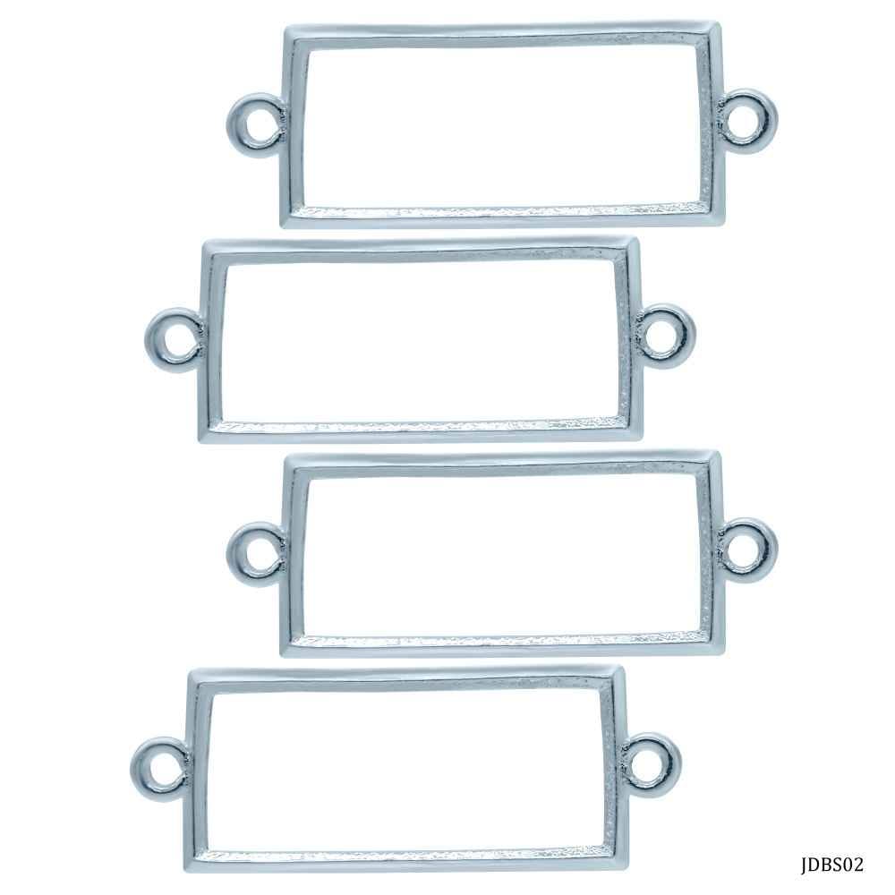 Diy Metal Bezels Pendant For Resin Art Rectangle Shape Silver Colour 4 Piece Set JDBS02