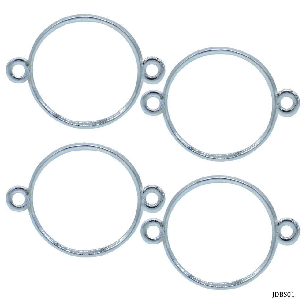 Diy Metal Bezels Pendant For Resin Art Round Shape Silver Colour 4 Piece Set JDBS01